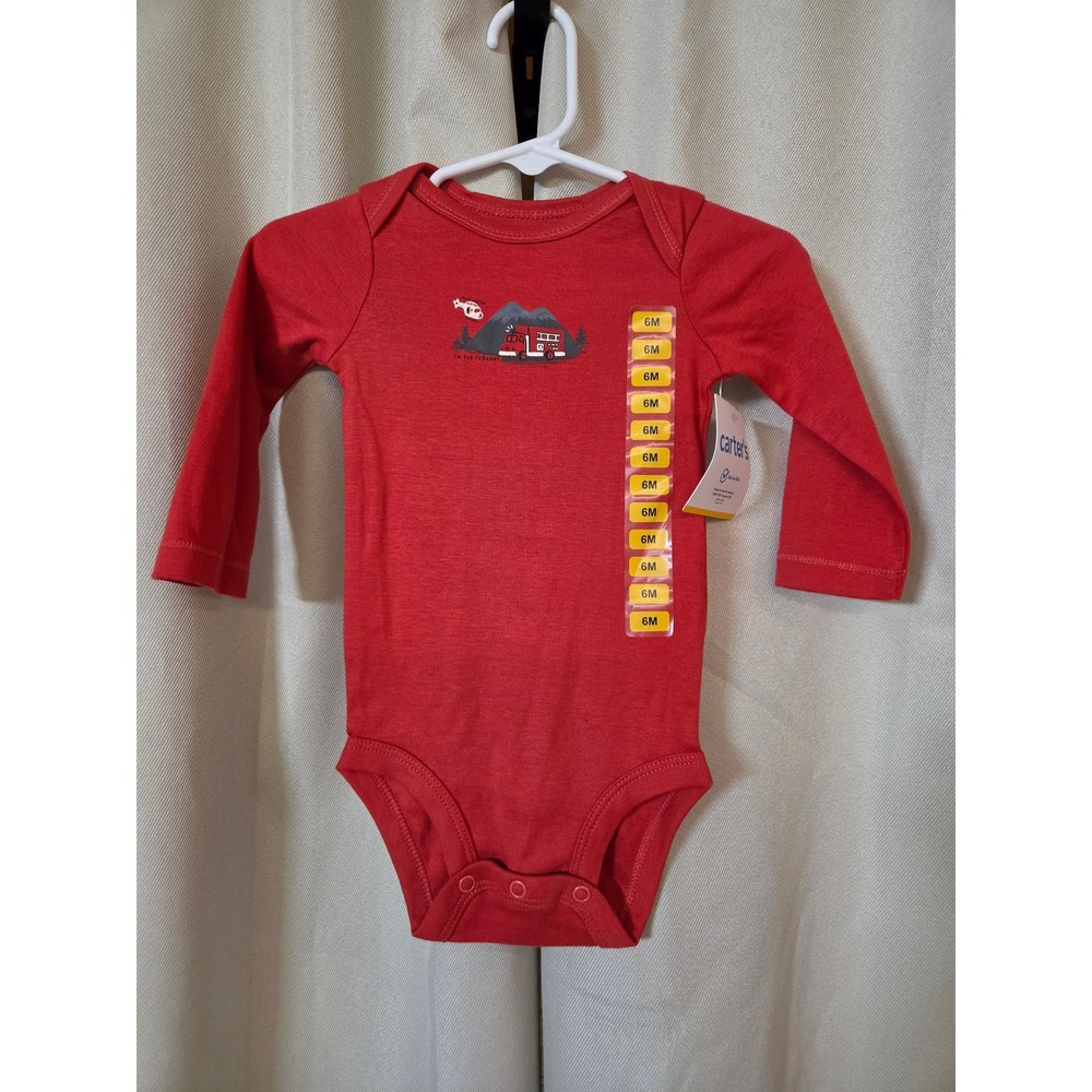 Carters Baby Boy 3PC Set 2 Bodysuits 1 Pants Fire Truck Red Gray 6M NWT
